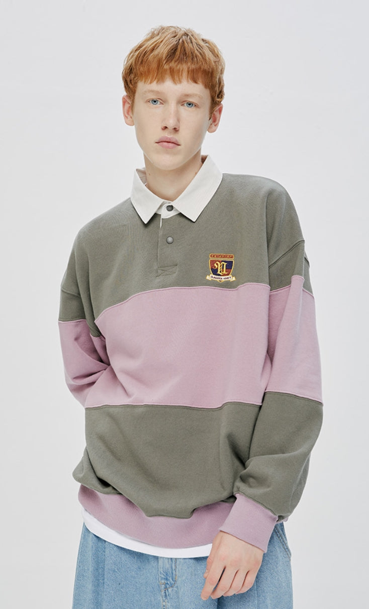 QUIETIST (クワイエティスト) RUGBY SWEAT SHIRT-PURPLE