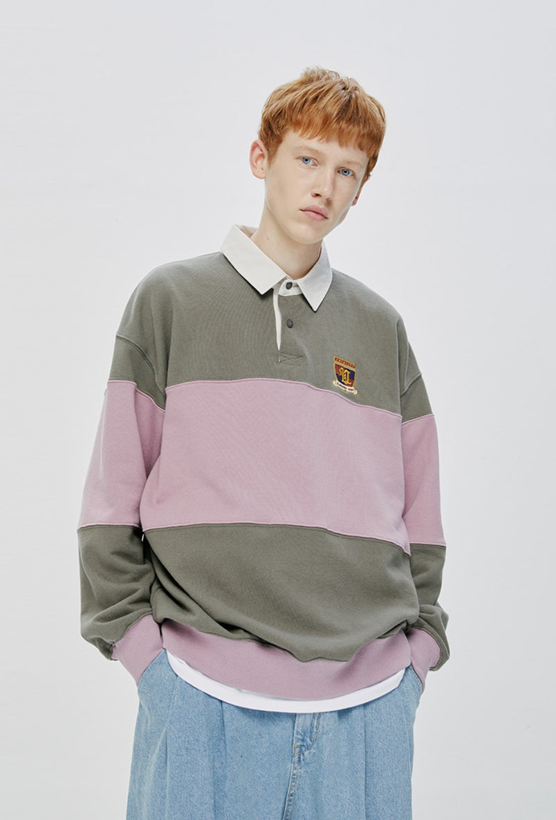 QUIETIST (クワイエティスト) RUGBY SWEAT SHIRT-PURPLE