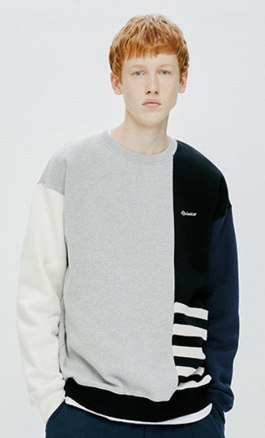 QUIETIST (クワイエティスト) STRIPE MIX SWEAT SHIRT