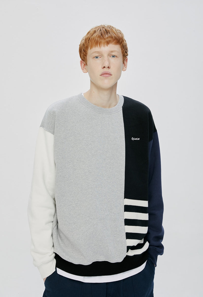 QUIETIST (クワイエティスト) STRIPE MIX SWEAT SHIRT