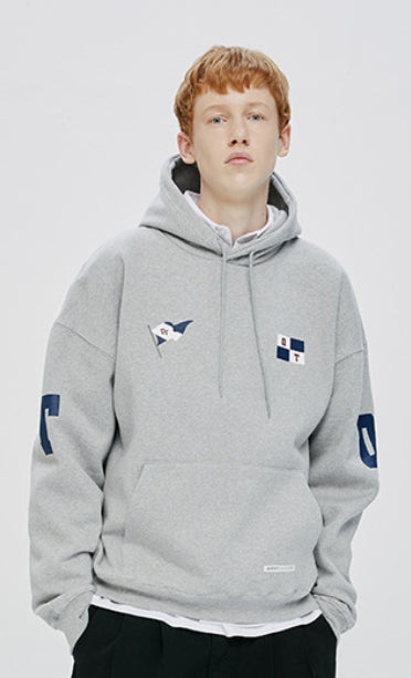 QUIETIST (クワイエティスト) FLAG HOOD-MELANGE GRAY