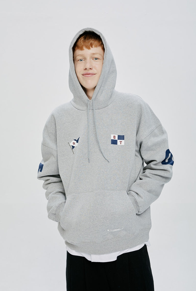 QUIETIST (クワイエティスト) FLAG HOOD-MELANGE GRAY