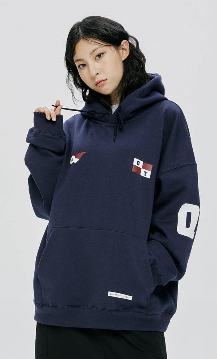 QUIETIST (クワイエティスト) FLAG HOOD-NAVY