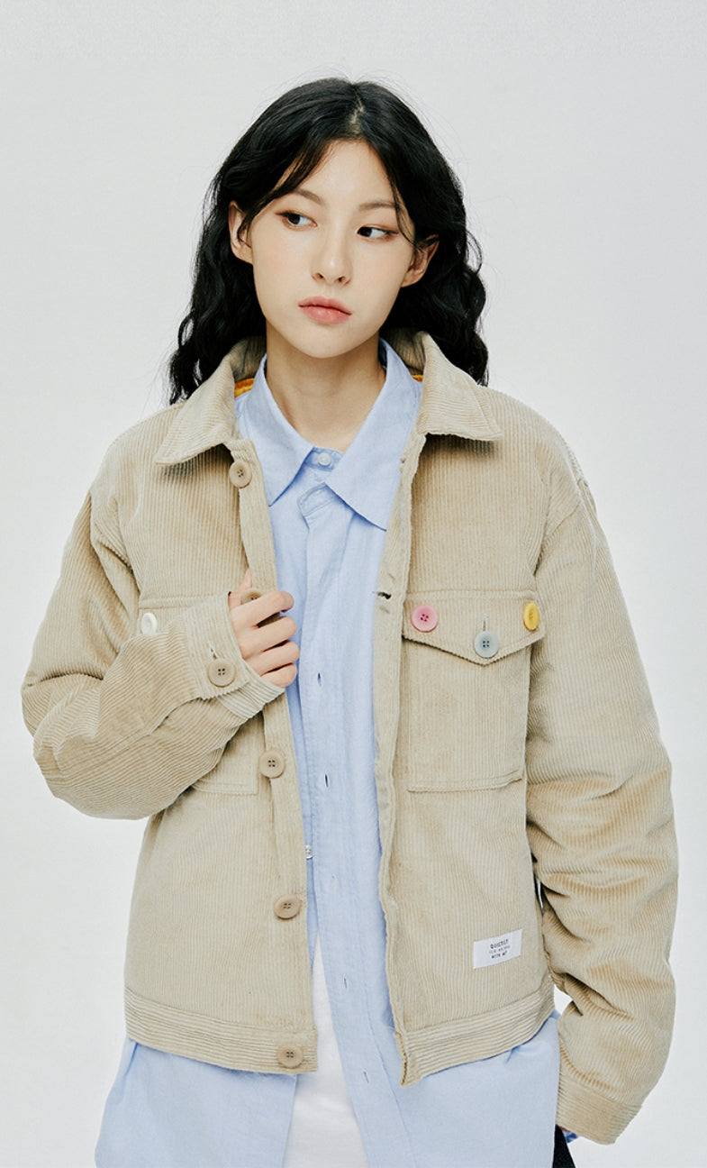 QUIETIST (クワイエティスト) UILTING CORDUROY JACKET-BEIGE