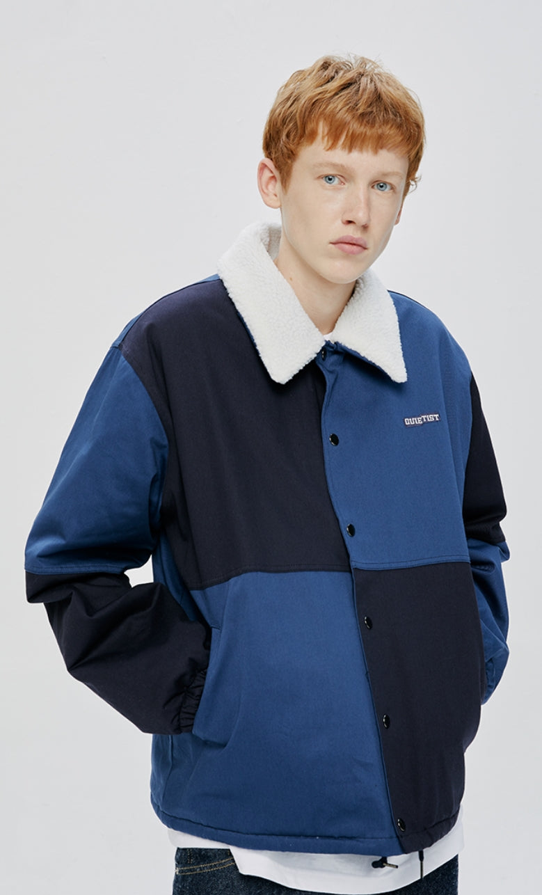 QUIETIST (クワイエティスト) COLOR BLOCK COACH JACKET-NAVY