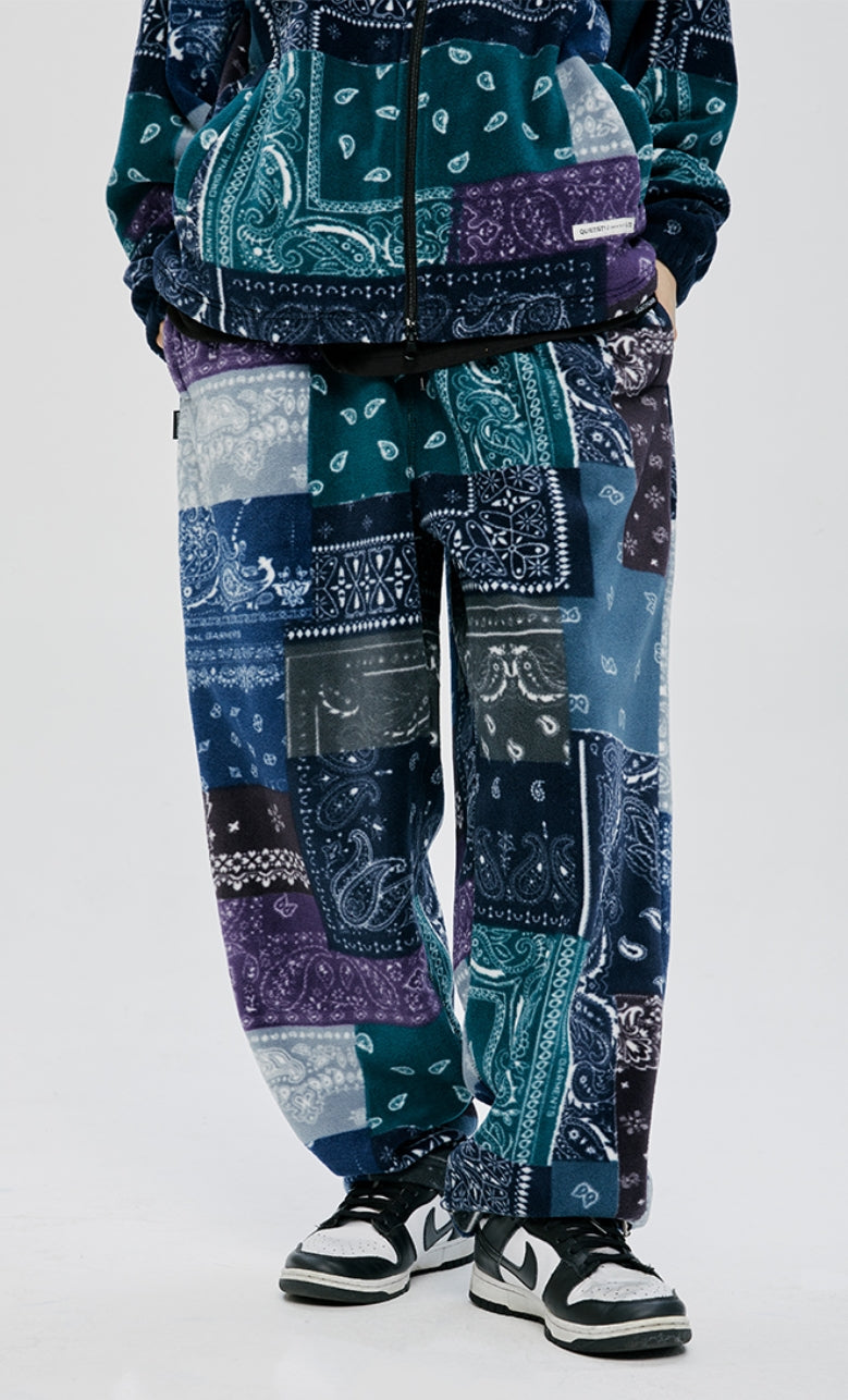 QUIETIST (クワイエティスト)  SAINTPAIN X QUIETIST PAISLEY MIX POLAR FLEECE PANTS-BLACK