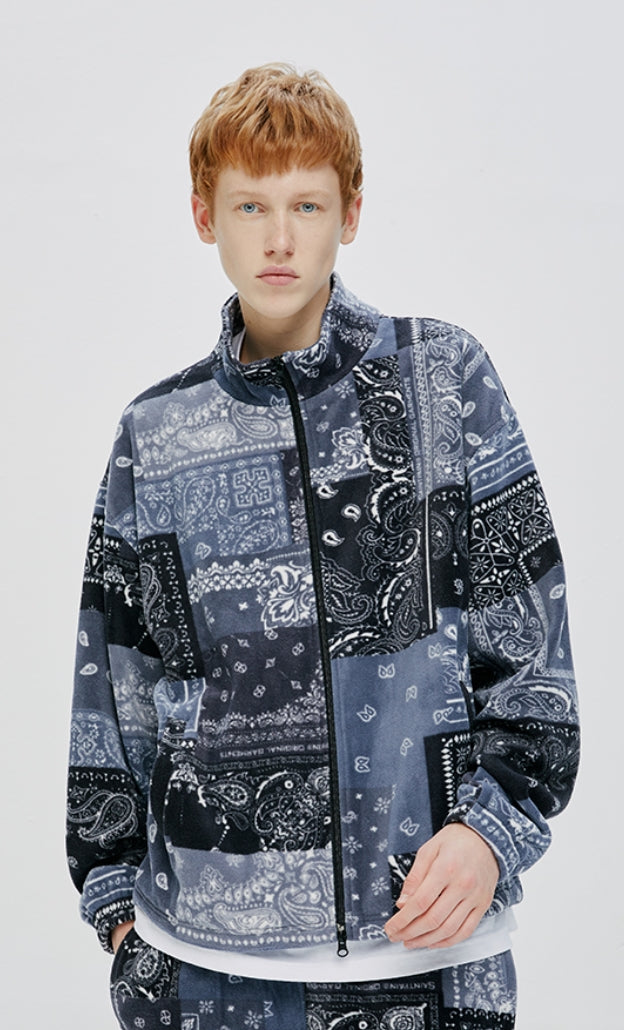 QUIETIST (クワイエティスト) SAINTPAIN X QUIETIST PAISLEY MIX POLAR FLEECE JACKET-BLACK