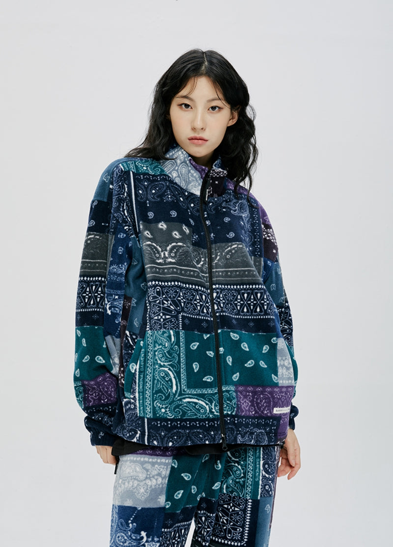 QUIETIST (クワイエティスト) SAINTPAIN X QUIETIST PAISLEY MIX POLAR FLEECE JACKET-BLUE