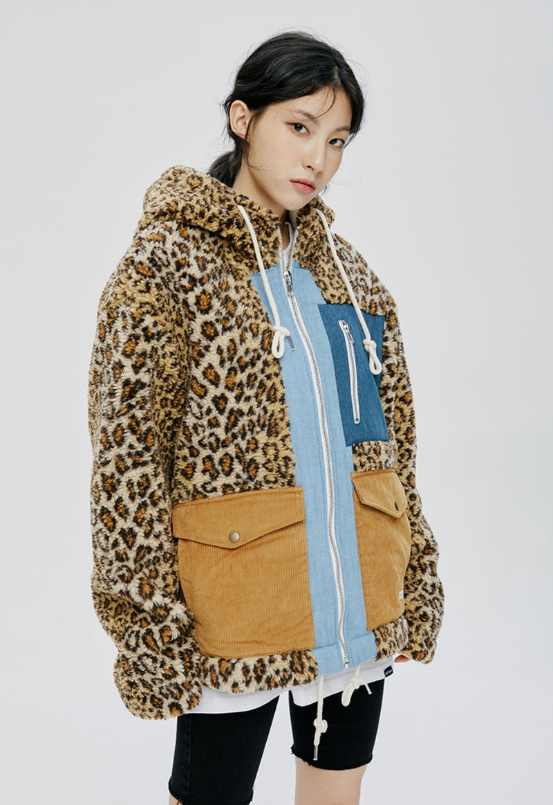 QUIETIST (クワイエティスト)  SAINTPAIN X QUIETIST LEOPARD HEAVY FLEECE MIXED PARKA-BEIGE