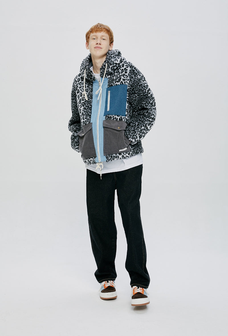 QUIETIST (クワイエティスト)  SAINTPAIN X QUIETIST LEOPARD HEAVY FLEECE MIXED PARKA-GRAY