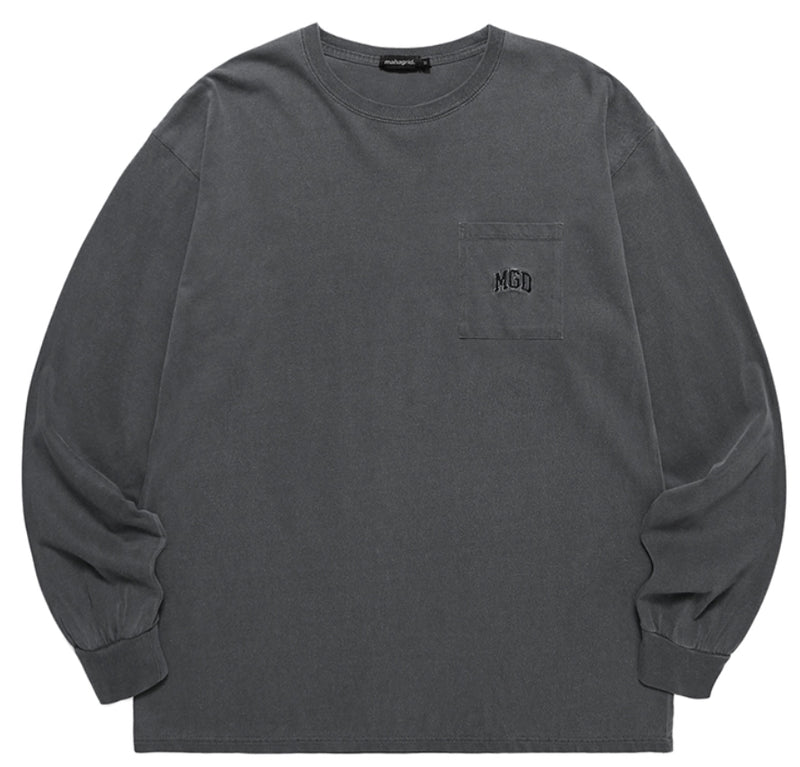 mahagrid (マハグリッド) MGD PIGMENT POCKET LS TEE [CHARCOAL]