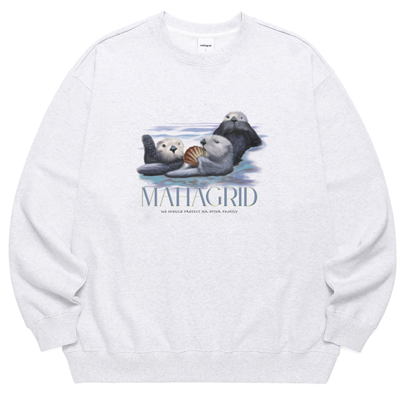 mahagrid (マハグリッド) SEA OTTER FAMILY SWEATSHIRT [LIGHT GREY]