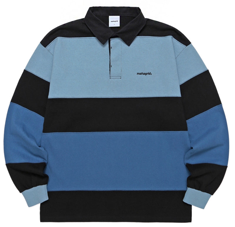 mahagrid (マハグリッド) RUGBY POLO LS TEE [BLUE]
