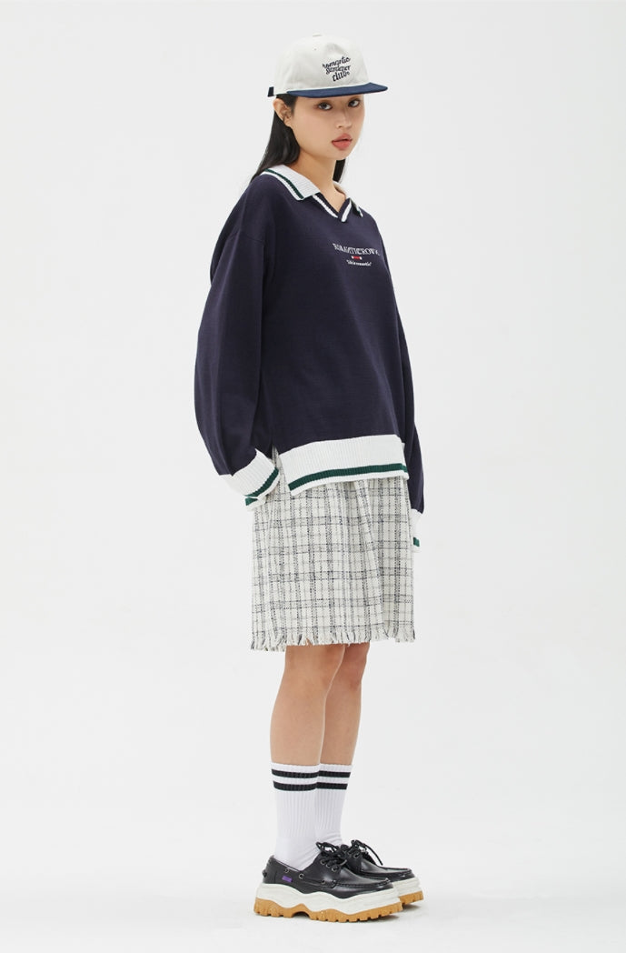 ROMANTIC CROWN(ロマンティック クラウン) PREPPY COLLAR KNIT_NAVY