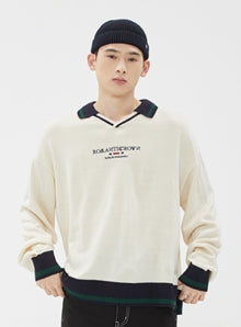 ROMANTIC CROWN(ロマンティック クラウン) PREPPY COLLAR KNIT_OATMEAL