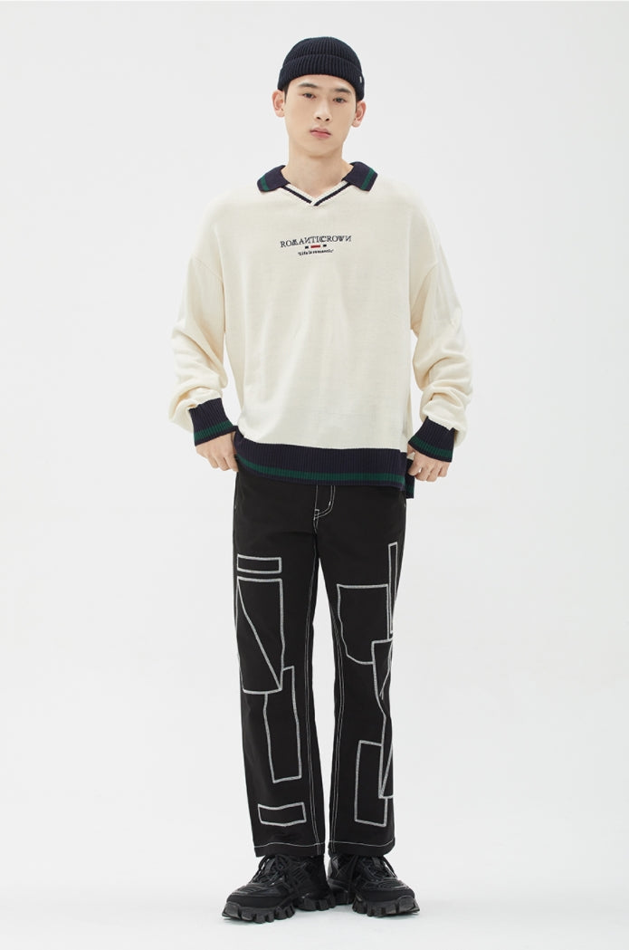 ROMANTIC CROWN(ロマンティック クラウン) PREPPY COLLAR KNIT_OATMEAL