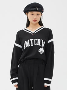 ROMANTIC CROWN(ロマンティック クラウン) RMTCRW V NECK KNIT_BLACK