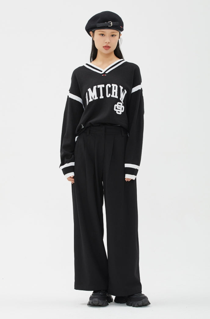 ROMANTIC CROWN(ロマンティック クラウン) RMTCRW V NECK KNIT_BLACK