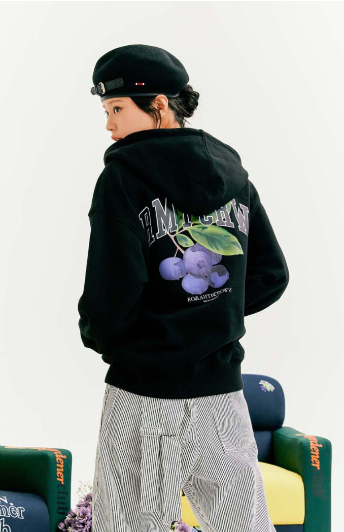 ROMANTIC CROWN(ロマンティック クラウン) GARDENING BERRY HOOD ZIP UP_BLACK