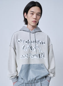 オーワイ(OY) REVERSE BLEND LOGO HOODIE-GREY