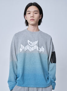 オーワイ(OY) GRADATION LOGO POCKET LONG SLEEVE-GREY