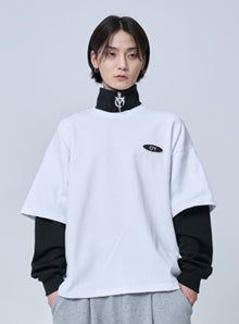 オーワイ(OY) LAYERED ZIPPER POLA LONG SLEEVE-WHITE