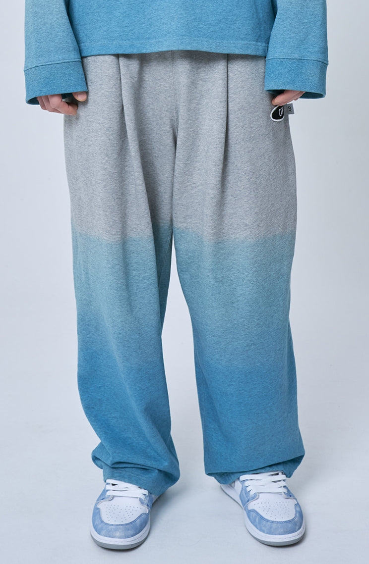 オーワイ(OY) GRADATION LOGO TUCK PANTS-GREY