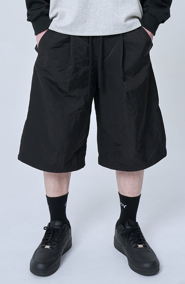 オーワイ(OY) DOUBLE PLEATS BERMUDA PANTS-BLACK