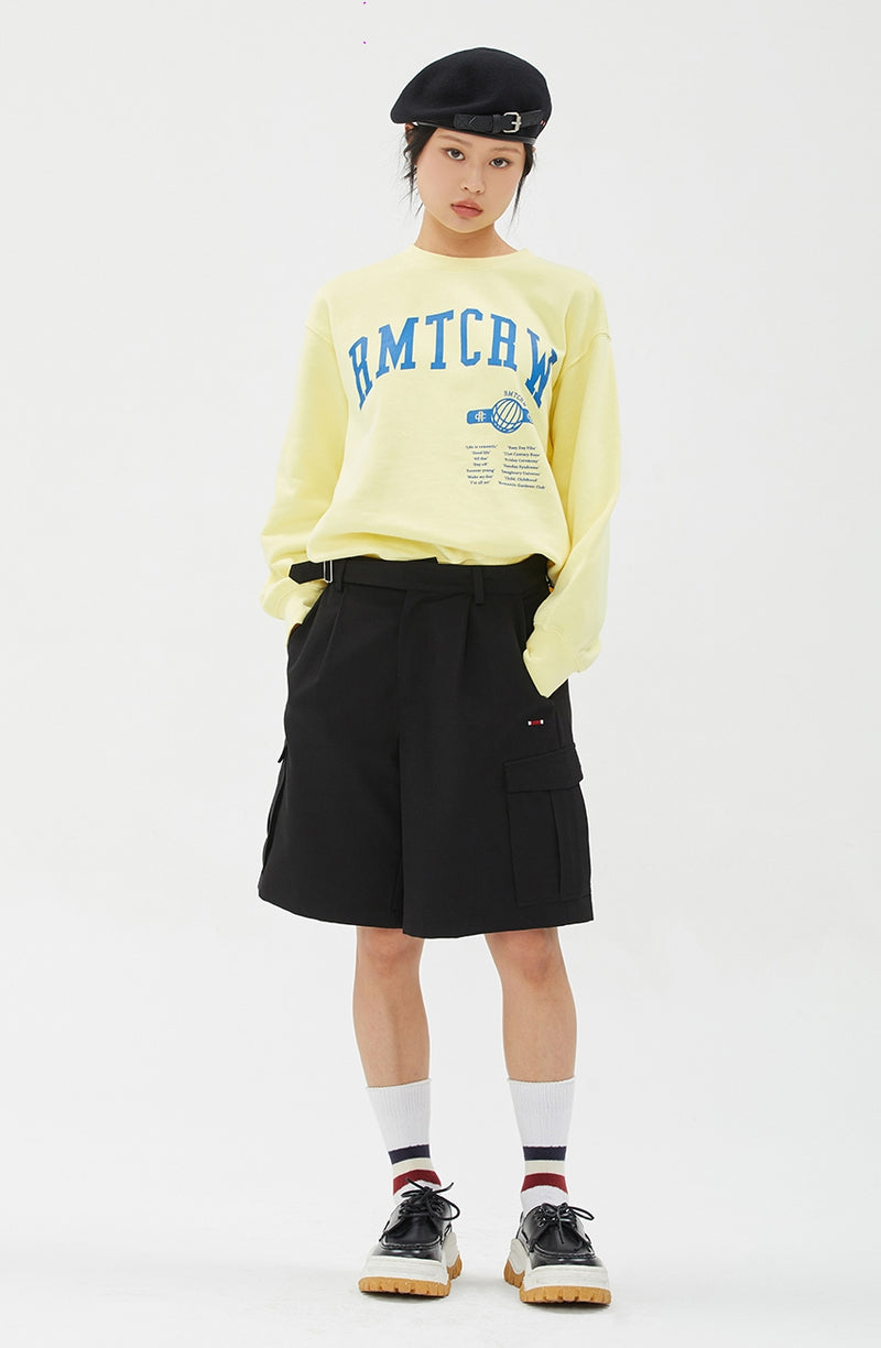 ROMANTIC CROWN(ロマンティック クラウン) GLOBE SLOGAN SWEAT SHIRT_LIGHT YELLOW