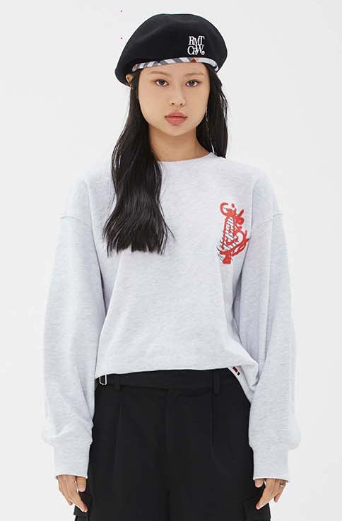 ROMANTIC CROWN(ロマンティック クラウン) GIVE LOVE SWEAT SHIRT_LIGHT GREY