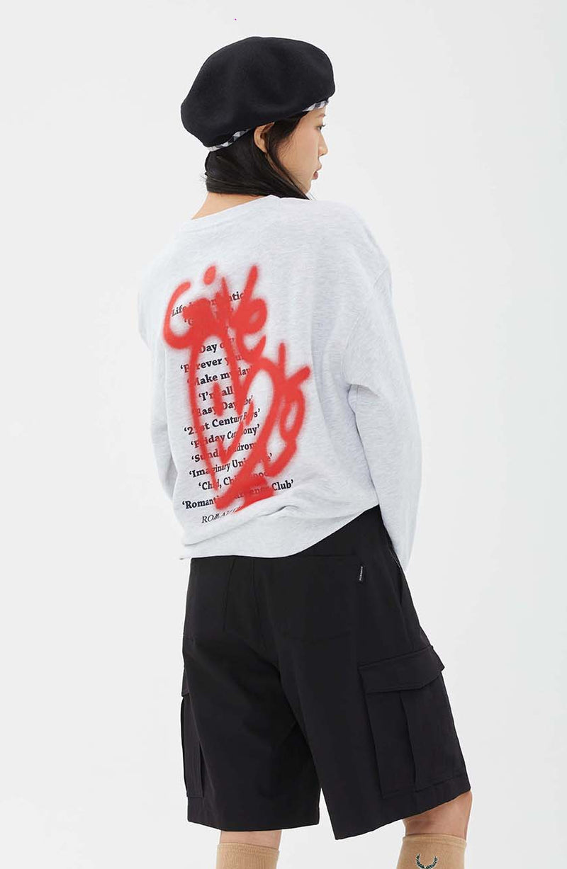 ROMANTIC CROWN(ロマンティック クラウン) GIVE LOVE SWEAT SHIRT_LIGHT GREY