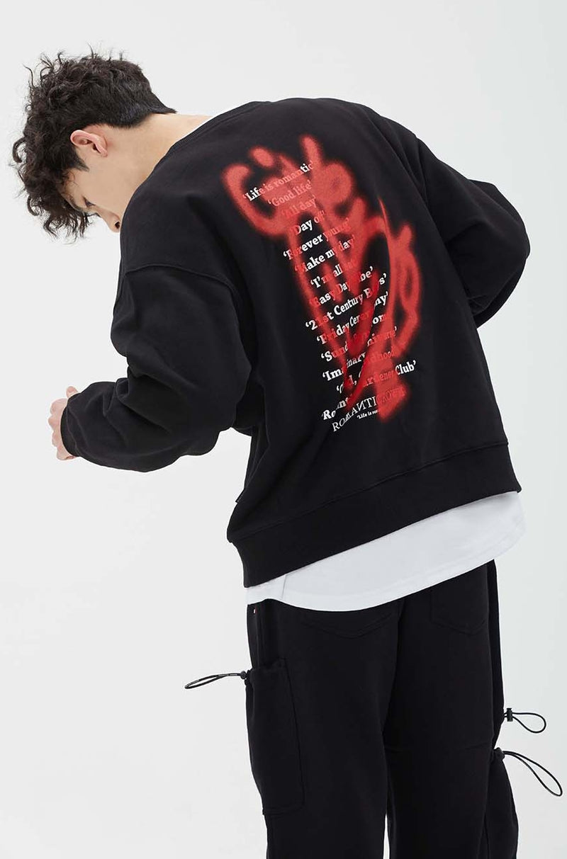 ROMANTIC CROWN(ロマンティック クラウン)  GIVE LOVE SWEAT SHIRT_BLACK