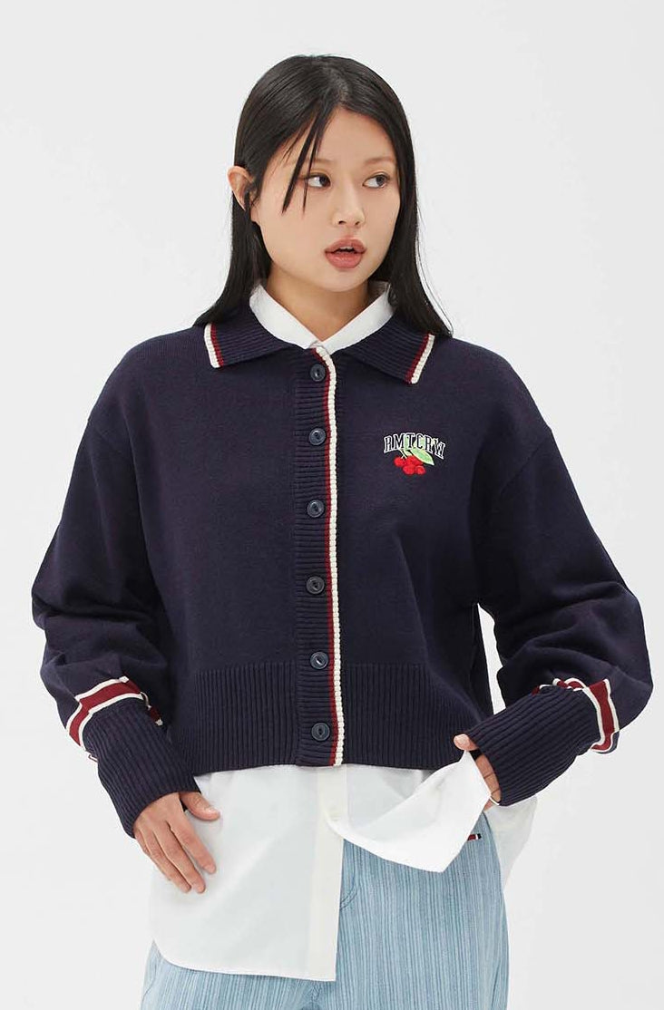 ROMANTIC CROWN(ロマンティック クラウン)  BALLOON SLEEVE CARDIGAN_NAVY