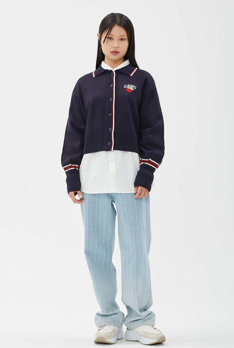 ROMANTIC CROWN(ロマンティック クラウン)  BALLOON SLEEVE CARDIGAN_NAVY