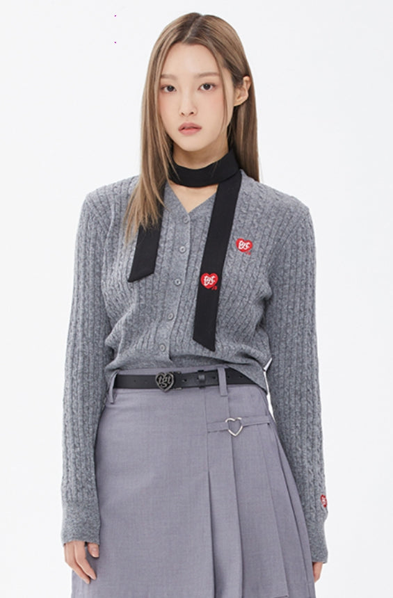 TARGETTO(ターゲット) CABLE SLIM CARDIGAN_MELANGE GREY