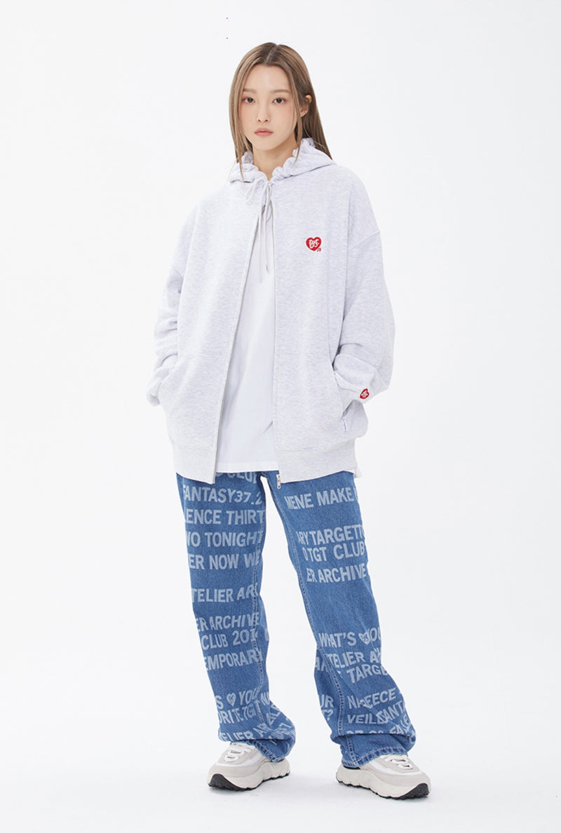 TARGETTO(ターゲット) HEART LOGO HOOD ZIP UP_LIGHT GREY
