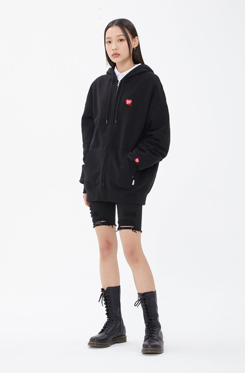 TARGETTO(ターゲット) HEART LOGO HOOD ZIP UP_BLACK