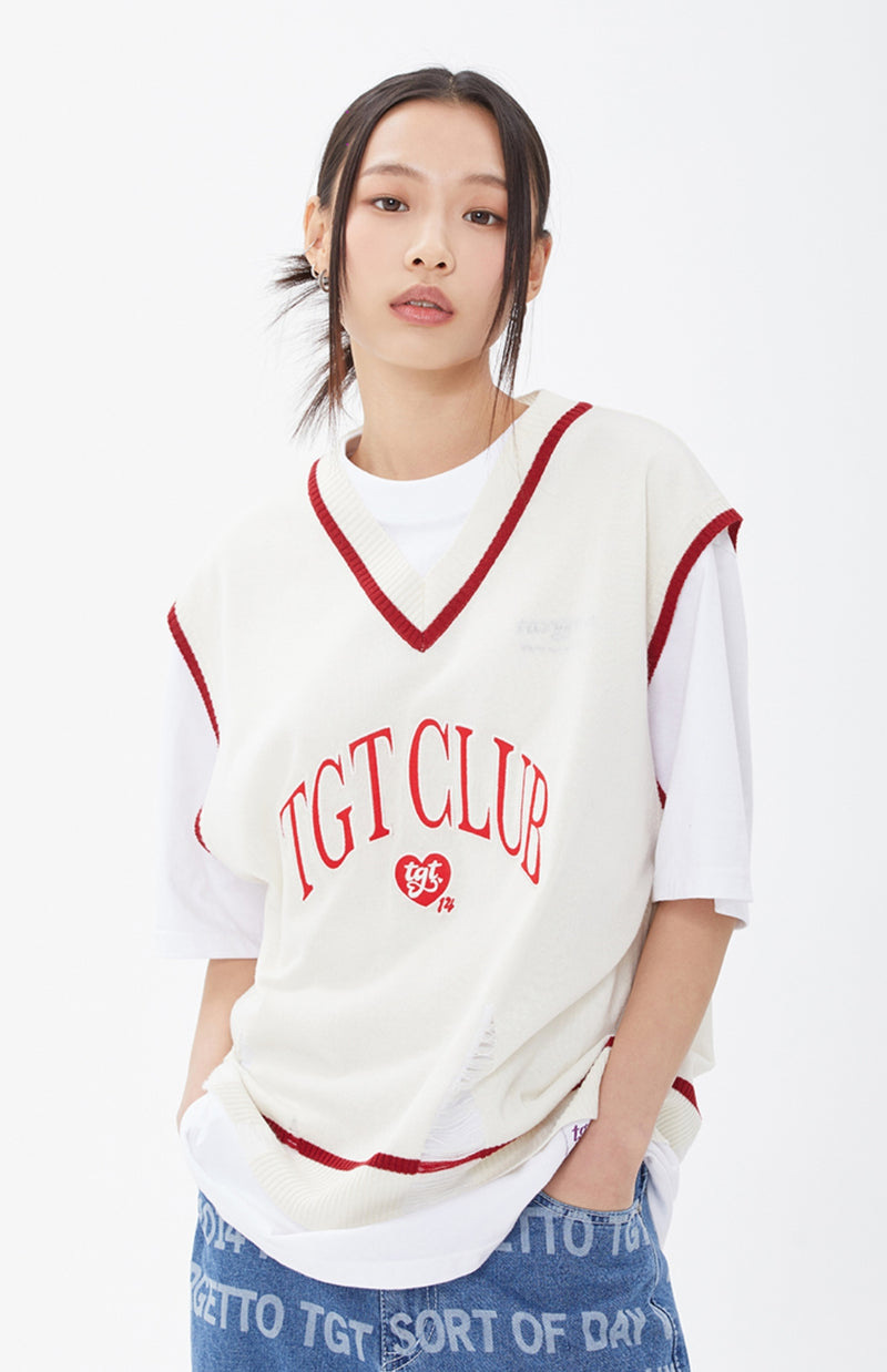 TARGETTO(ターゲット) DAMAGE KNIT VEST_OATMEAL