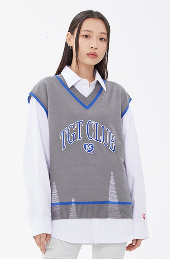 TARGETTO(ターゲット) DAMAGE KNIT VEST_CHARCOAL