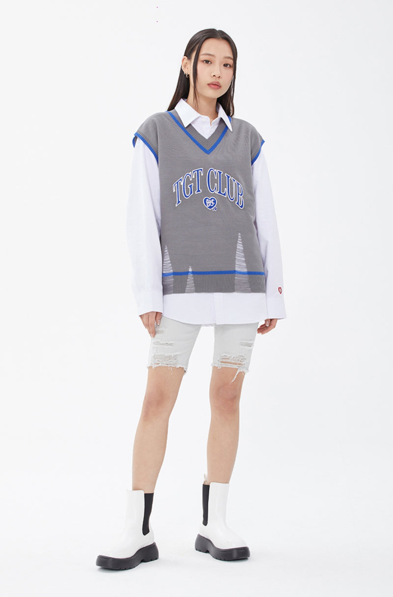 TARGETTO(ターゲット) DAMAGE KNIT VEST_CHARCOAL