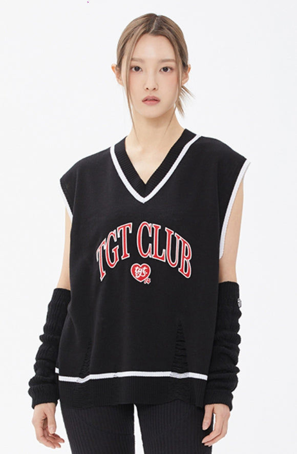 TARGETTO(ターゲット) DAMAGE KNIT VEST_BLACK