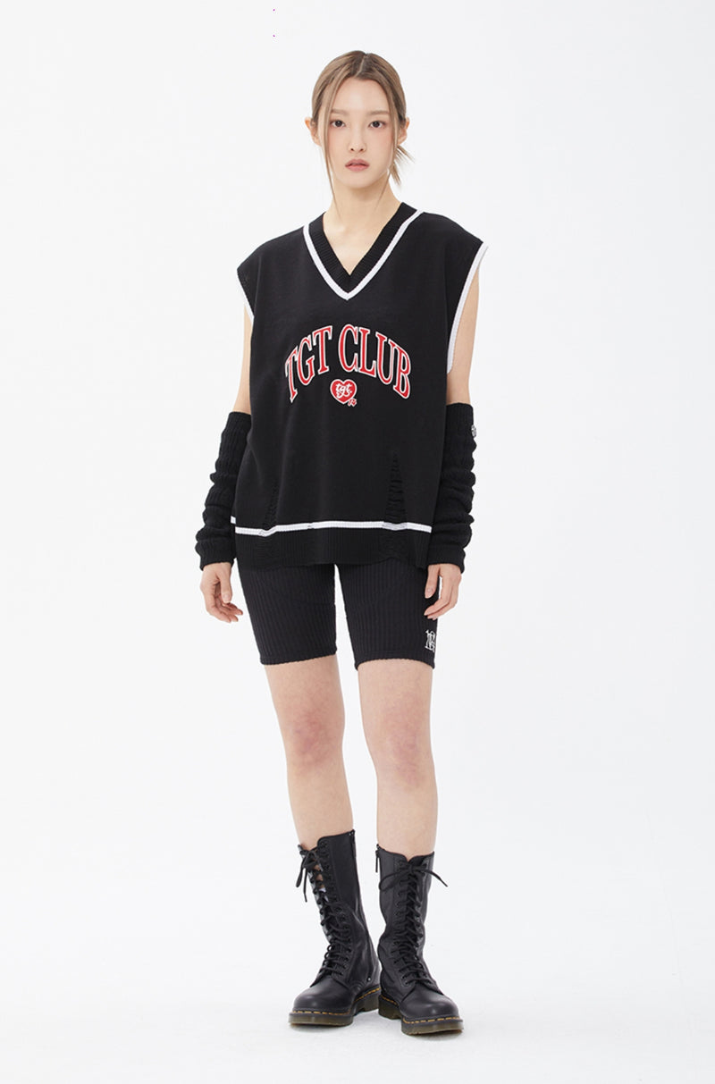 TARGETTO(ターゲット) DAMAGE KNIT VEST_BLACK