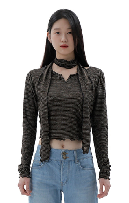 curetty (キュリティー)  C GLITTER MUFFLER SET-UP T-SHIRT_GOLD