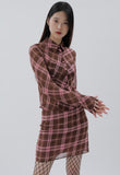 curetty (キュリティー) C SEE-THROUGH CHECKED BLOUSE_PINK