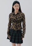 curetty (キュリティー) C SEE-THROUGH CHECKED BLOUSE_GREEN