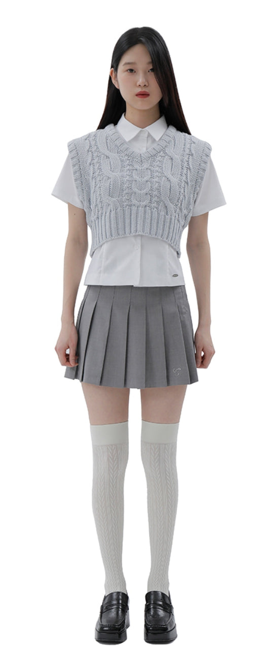 curetty (キュリティー) C BASIC CABLE KNIT VEST_LIGHT GREY