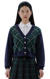 curetty (キュリティー)  C ARGYLE CONTRAST COLOR CARDIGAN_GREEN