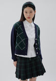 curetty (キュリティー)  C ARGYLE CONTRAST COLOR CARDIGAN_GREEN