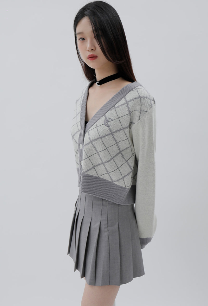 curetty (キュリティー)   C ARGYLE CONTRAST COLOR CARDIGAN_IVORY