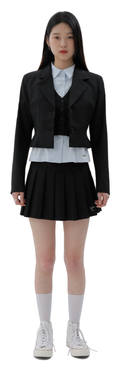 curetty (キュリティー)  C METAL CHAIN CROP JACKET_BLACK